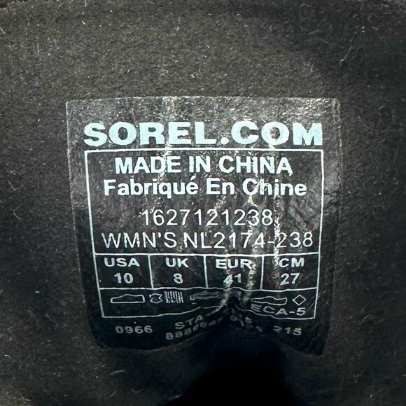 Sorel PDX Black/Tan Wedge Bootie Size 10 Leather/Canvas Waterproof Lace-Up New - Picture 6 of 15